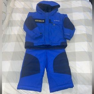 Columbia Blue and Navy Kids Jacket & Snow Pants Set